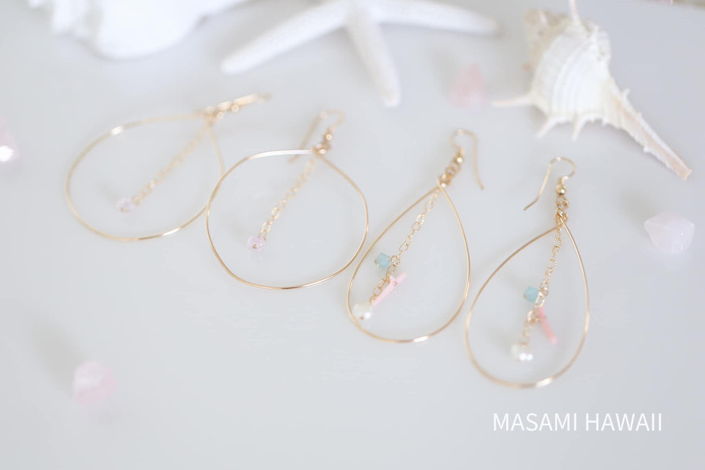 Pure ocean love hoop mermaid earrings（Pink）☆  ピュアオーシャンラブ☆フープマーメイドピアス【ピンク】