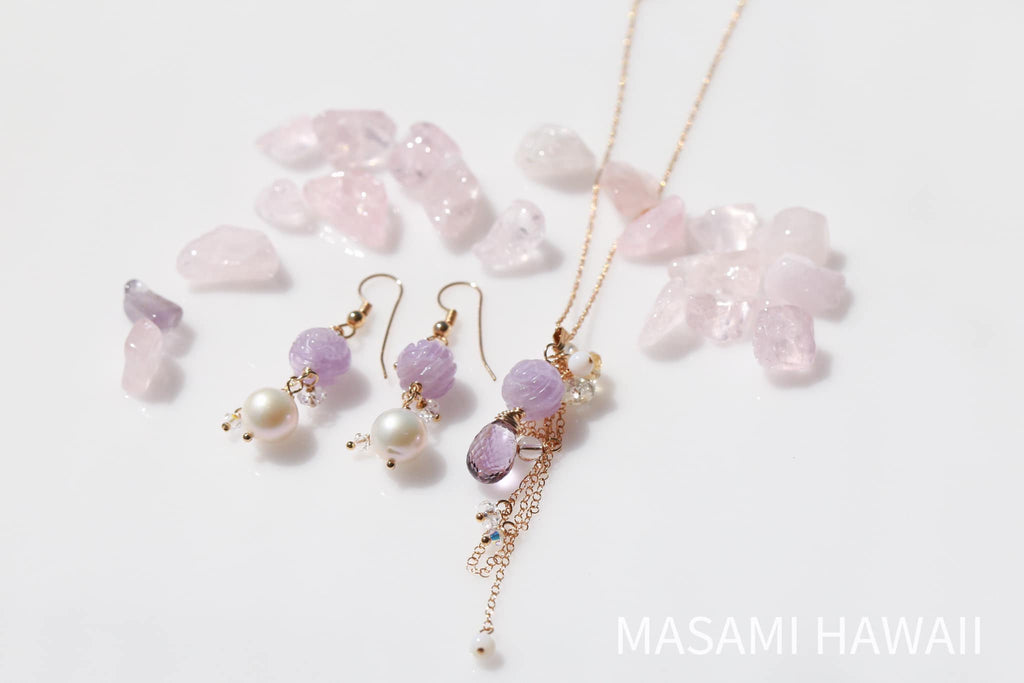 Lavender amethst rose fairy necklace ☆ラベンダーアメジストローズフェアリーネックレス