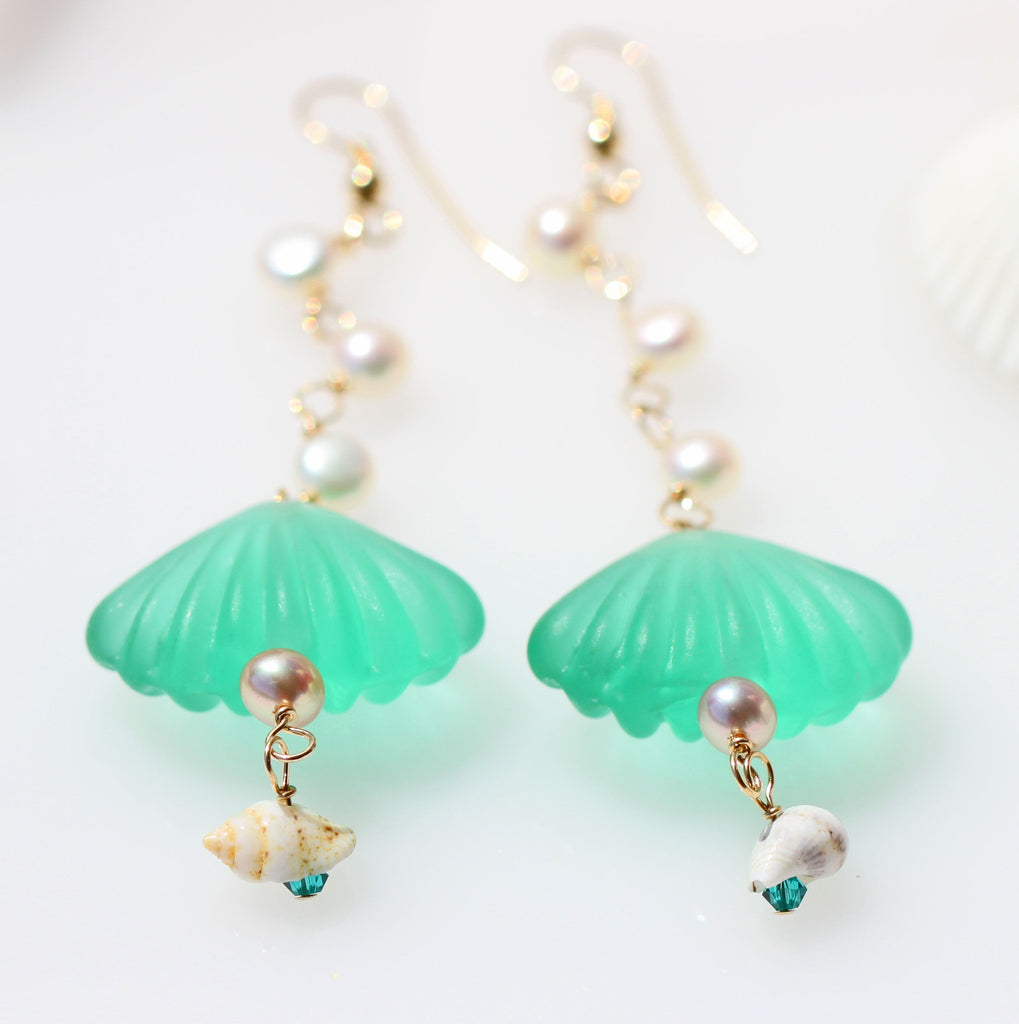 Green Mermaid earrings ☆グリーンマーメイドピアス