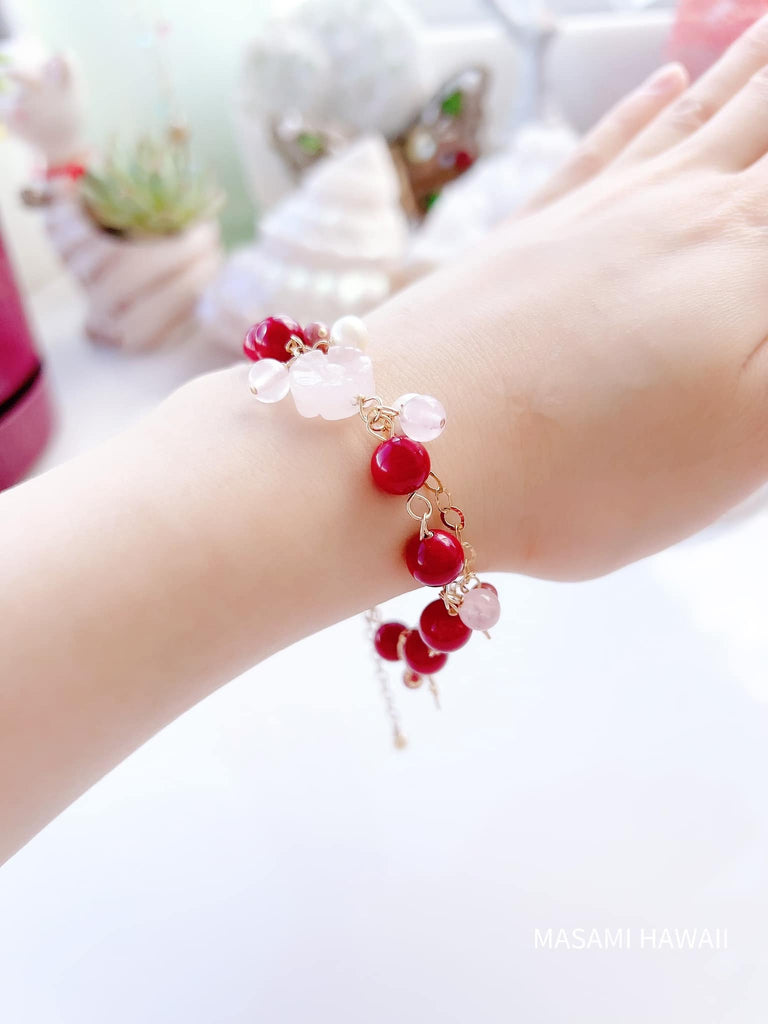 Red Coral Flower Mermaid Bracelet ★赤サンゴお花のマーメイドブレスレット