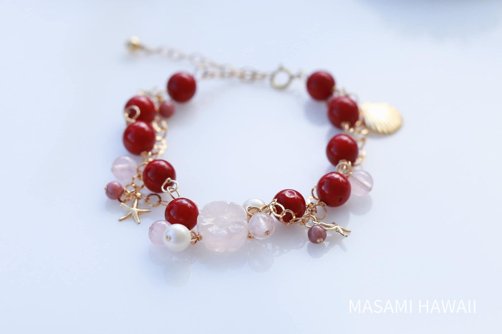 Red Coral Flower Mermaid Bracelet ★赤サンゴお花のマーメイドブレスレット