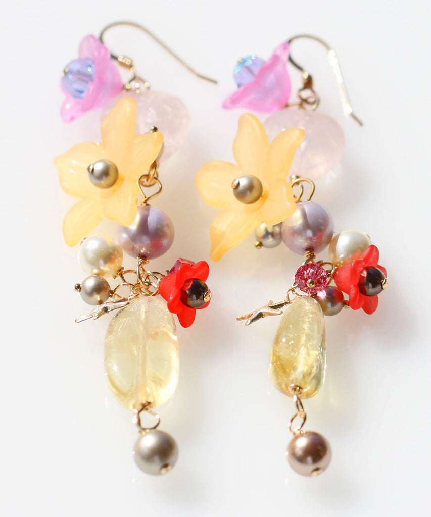 Flower Fairy Mermaid Vegan earrings yellow☆フラワーフェアリー☆マーメイドヴィーガンピアス☆黄色