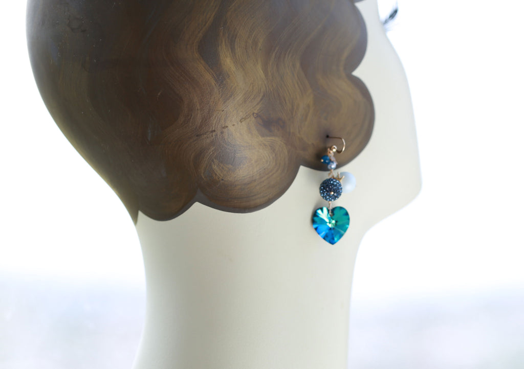 Blue ocean heart mermaid earrings1☆ブルーオーシャンハートピアス１