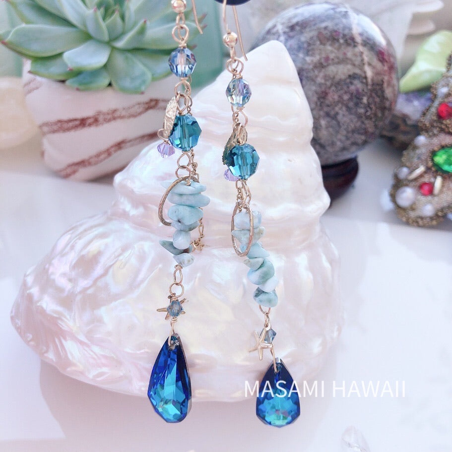 Larimar Blue Mermaid earrings☆ラリマーのブルーマーメイドピアス