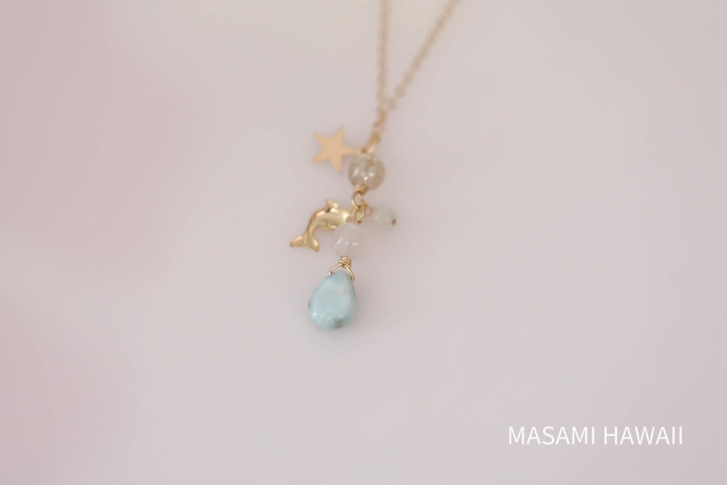 Larimar dolphin mermaid necklace star☆ラリマーのドルフィンマーメイドネックレス☆星