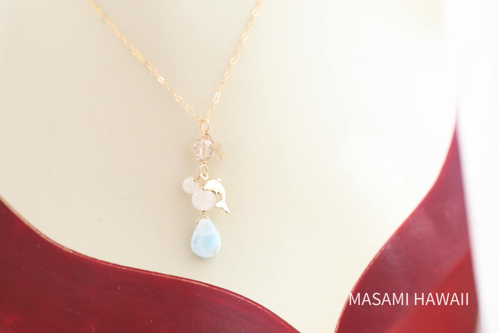 Larimar dolphin mermaid necklace star☆ラリマーのドルフィンマーメイドネックレス☆星