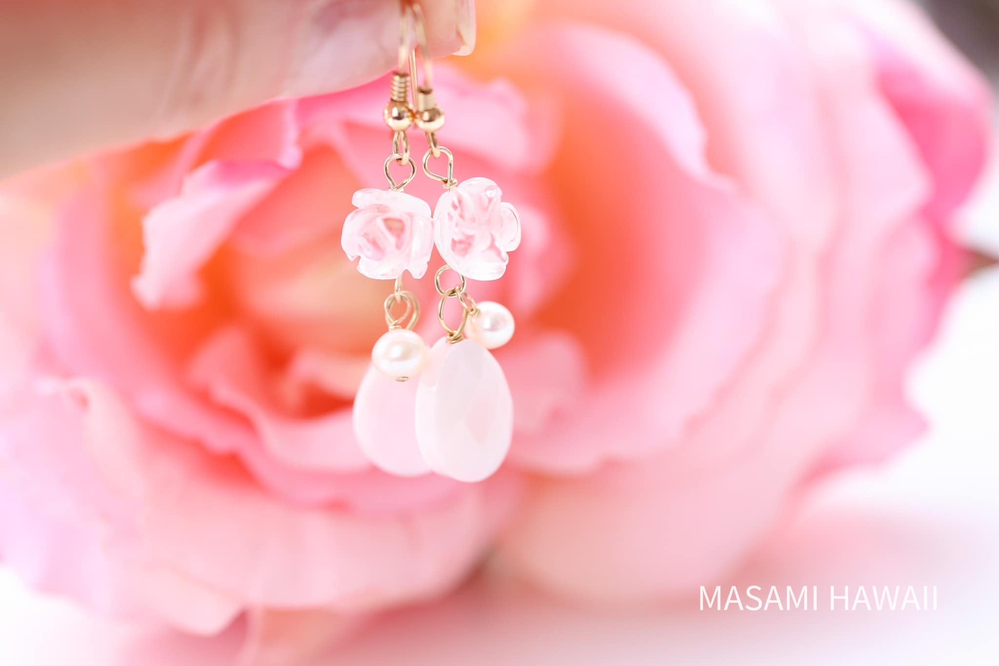 Mary Magdalene Rose pink earrings☆マグダラのマリア様