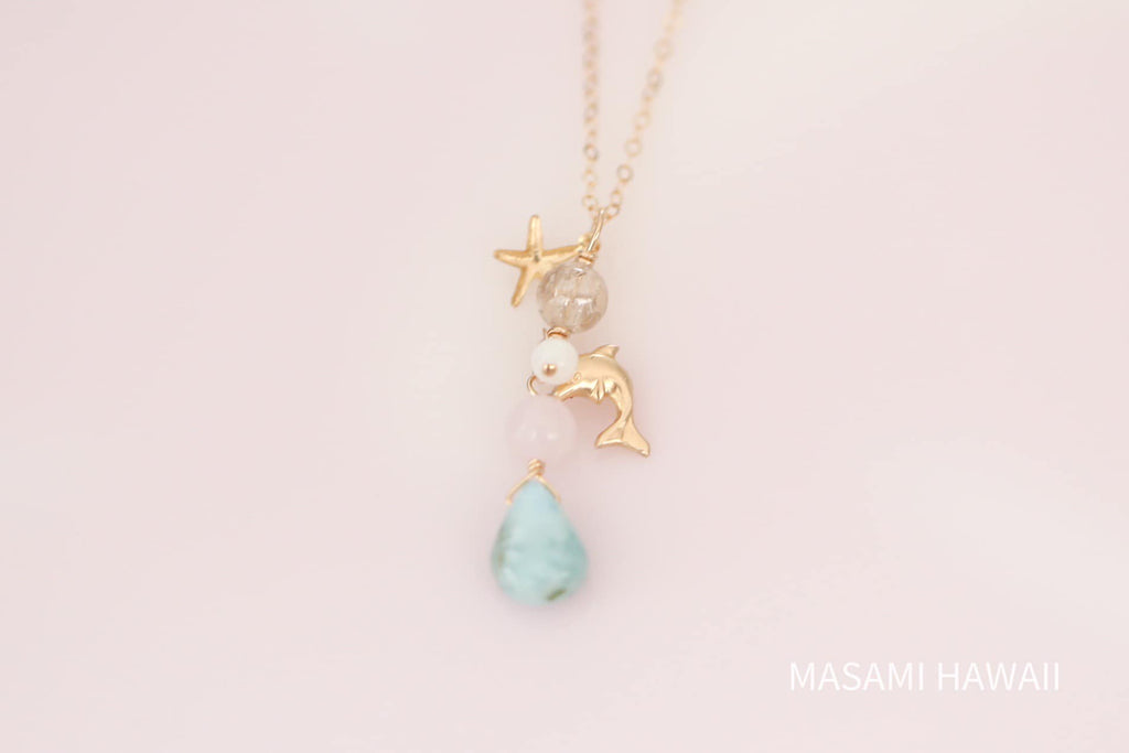 Larimar dolphin mermaid necklace star fish☆ラリマーのドルフィンマーメイドネックレス☆ヒトデ