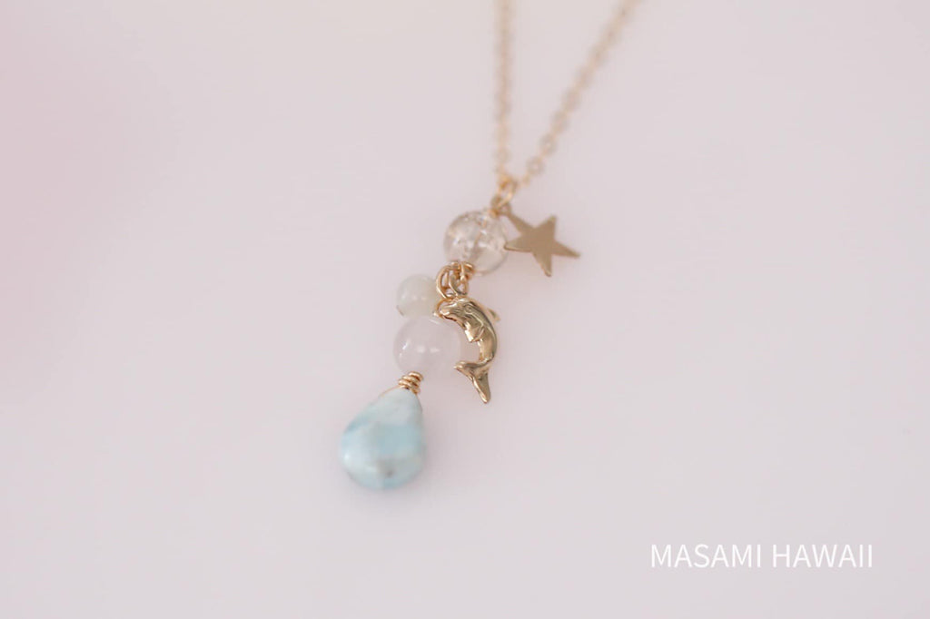Larimar dolphin mermaid necklace star☆ラリマーのドルフィンマーメイドネックレス☆星