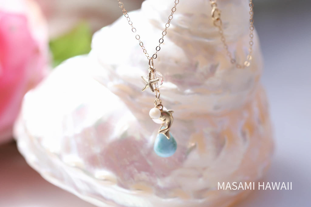 Larimar dolphin mermaid necklace star fish☆ラリマーのドルフィンマーメイドネックレス☆ヒトデ