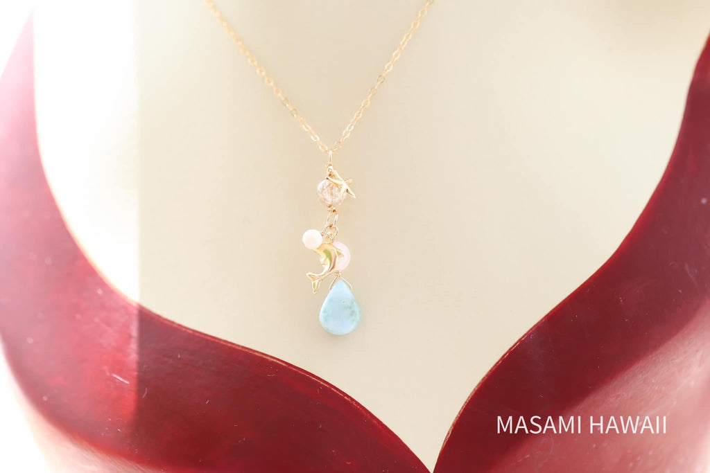 Larimar dolphin mermaid necklace star fish☆ラリマーのドルフィンマーメイドネックレス☆ヒトデ