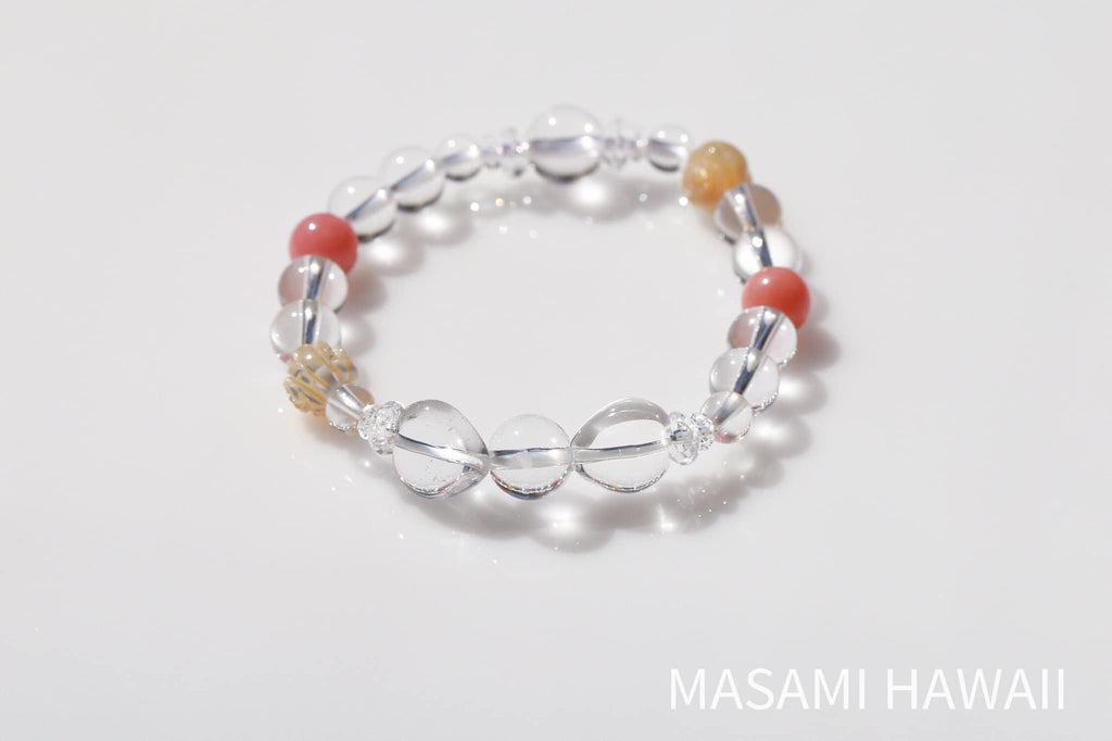 Blessing with baby pink coral bracelet☆子宝☆水晶とピンクオパールブレスレット