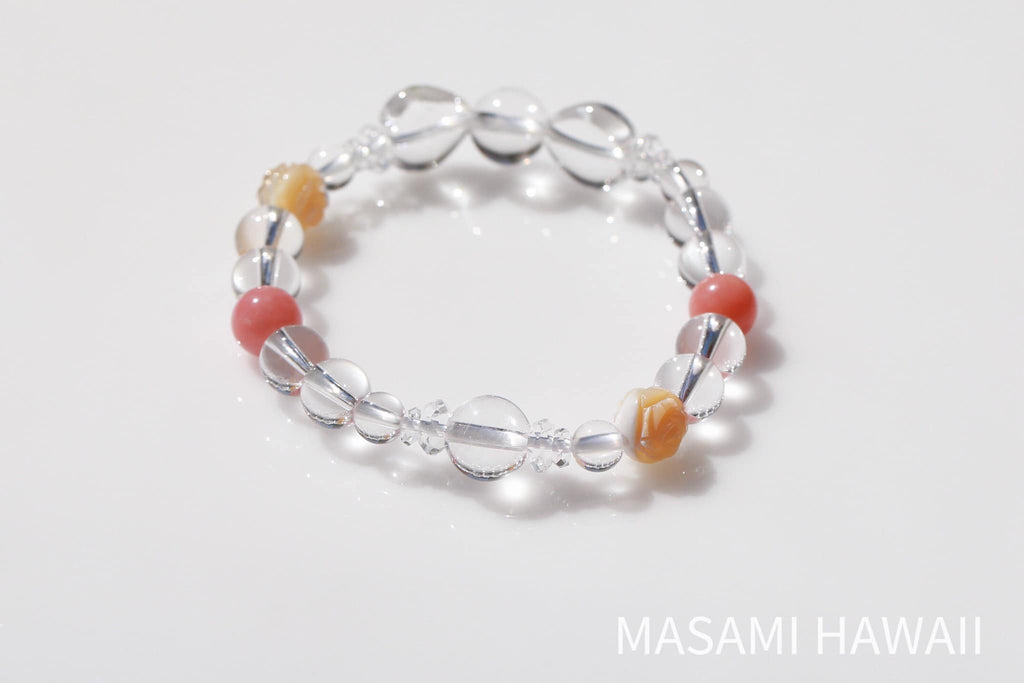 Blessing with baby pink coral bracelet☆子宝☆水晶とピンクオパールブレスレット