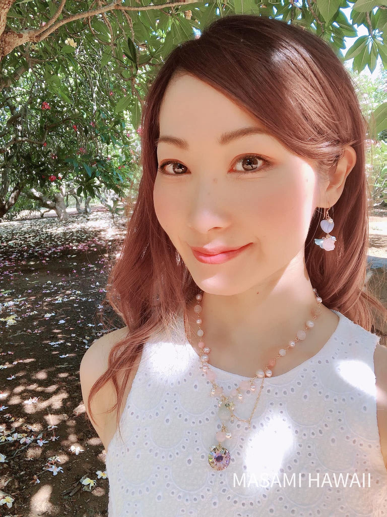 Mermaid Heart Flower earrings (water Blue white)☆マーメイドのハートとお花のピアス（ブルーと水色）