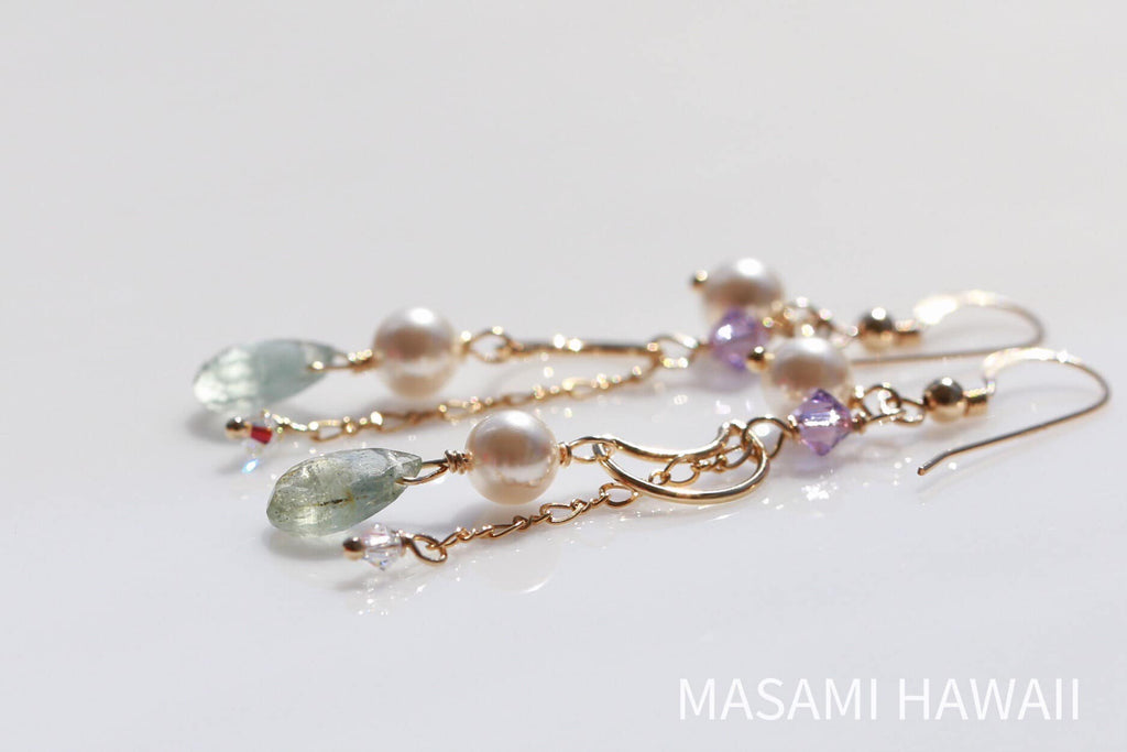Aquamarine Moon Mermaid Earrings１☆アクアマリンの月マーメイドピアス１