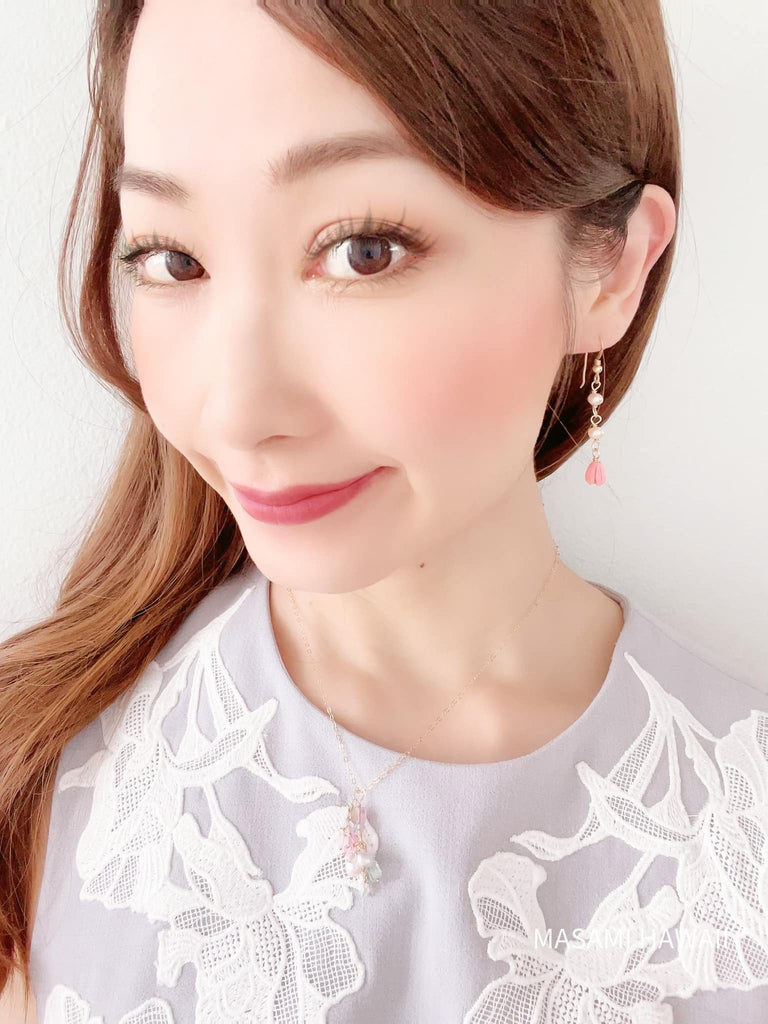 Hawaiian pink pikake mermaid earrings☆ハワイアンピンクピカケ☆マーメイドピアス