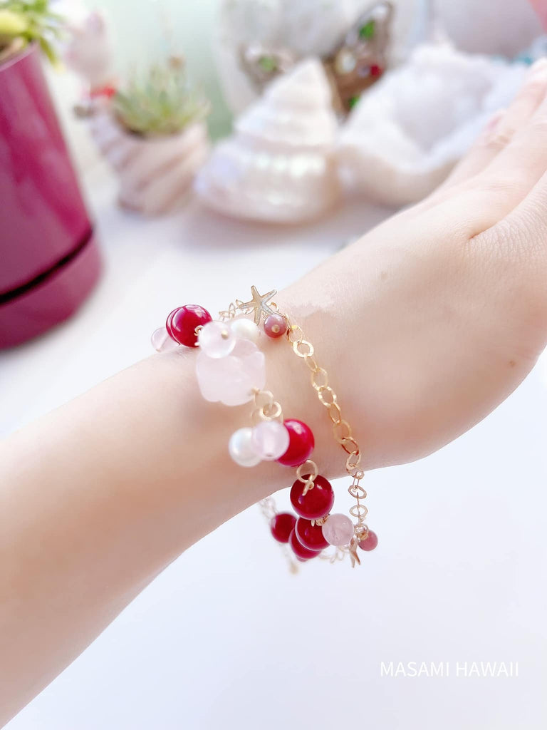 Red Coral Flower Mermaid Bracelet ★赤サンゴお花のマーメイドブレスレット