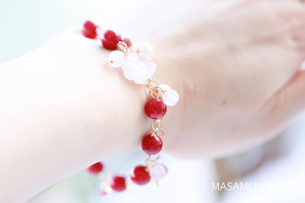 Red Coral Flower Mermaid Bracelet ★赤サンゴお花のマーメイドブレスレット