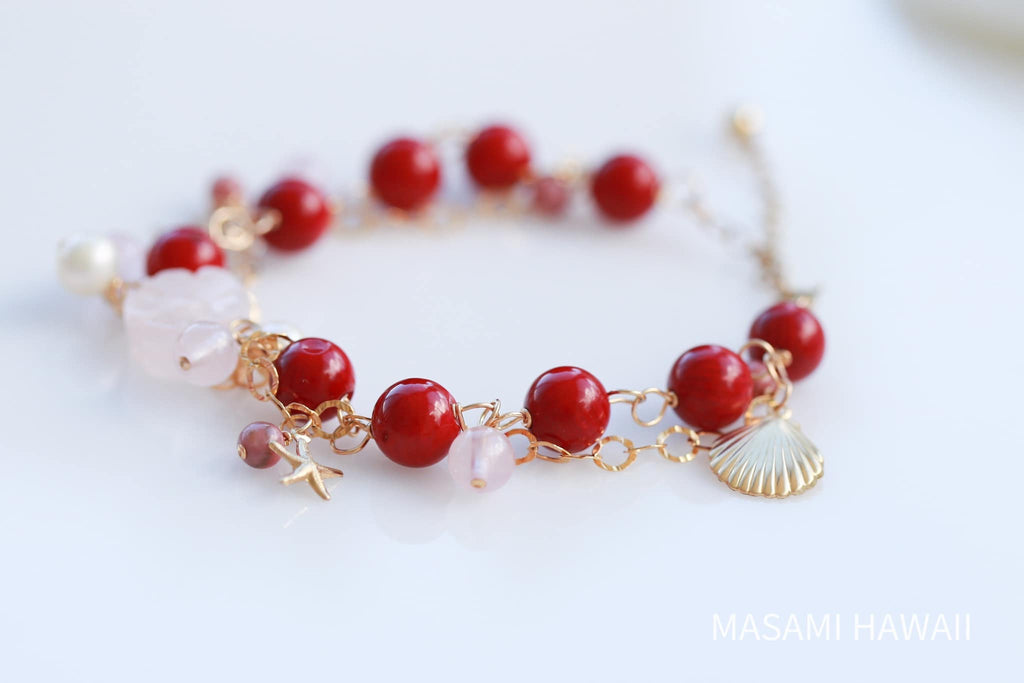 Red Coral Flower Mermaid Bracelet ★赤サンゴお花のマーメイドブレスレット