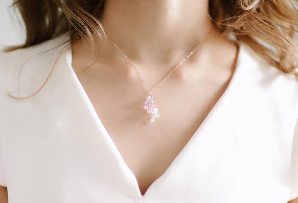 Watermelon tourmaline Mermaid necklace1☆ウォーターメロントルマリンのマーメイドネックレス１