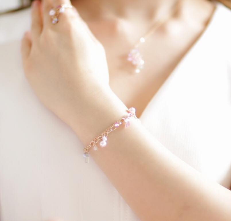 Watermelon tourmaline Mermaid bracelet 1 ☆ウォーターメロントルマリンのマーメイドブレスレット１