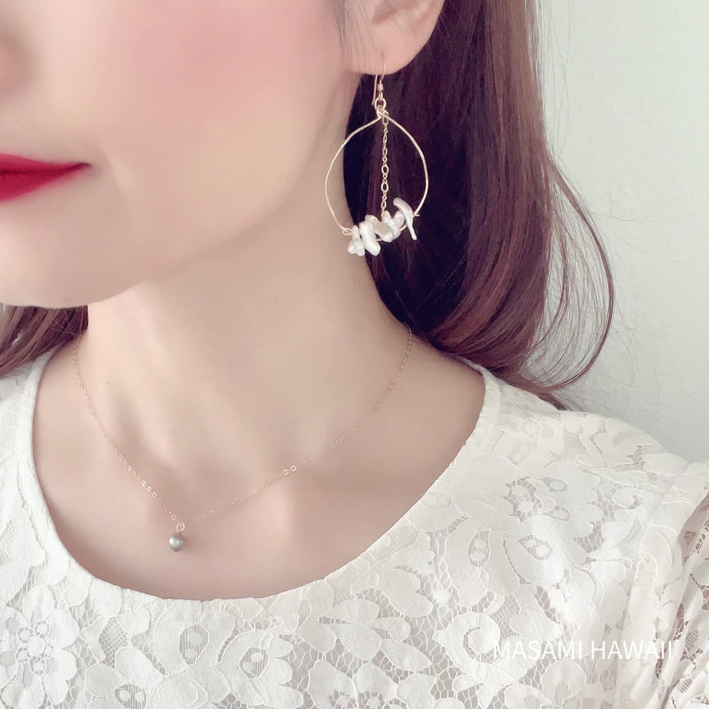 Pure Ocean Love pearl hoop earrings 6☆ピュアオーシャンラブ☆フープピアス6