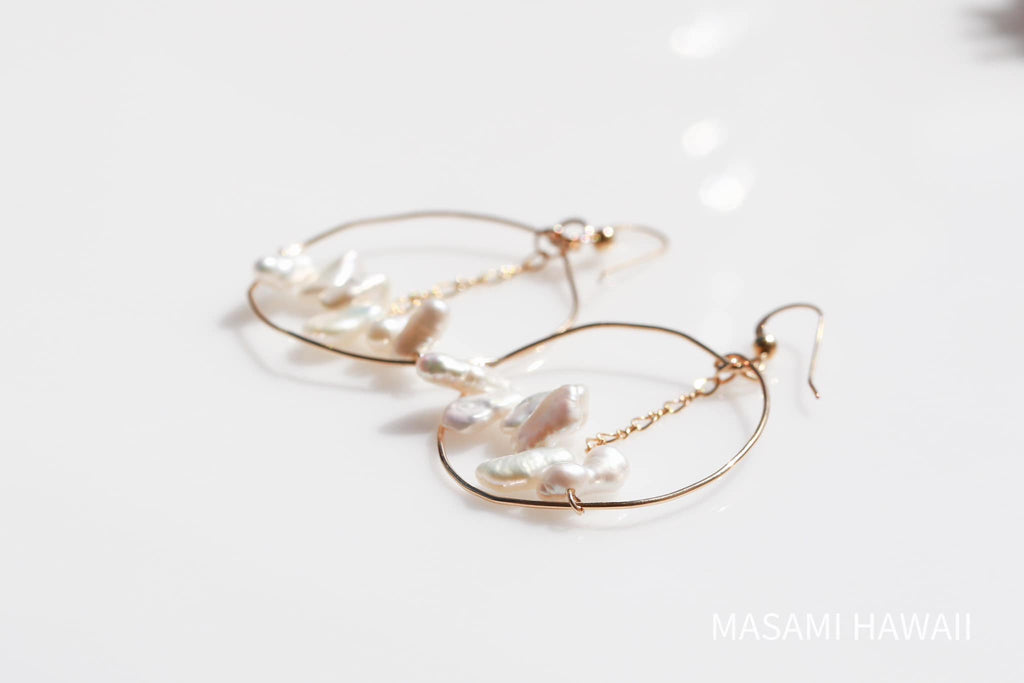 Pure Ocean Love pearl hoop earrings 6☆ピュアオーシャンラブ☆フープピアス6