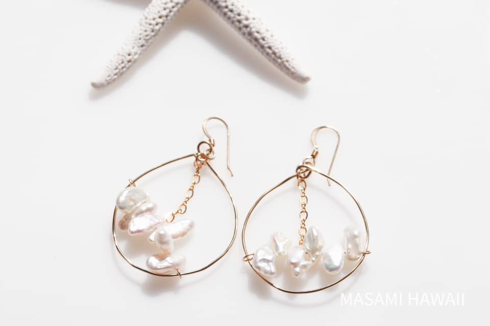 Pure Ocean Love pearl hoop earrings ５☆ピュアオーシャンラブ☆フープピアス５