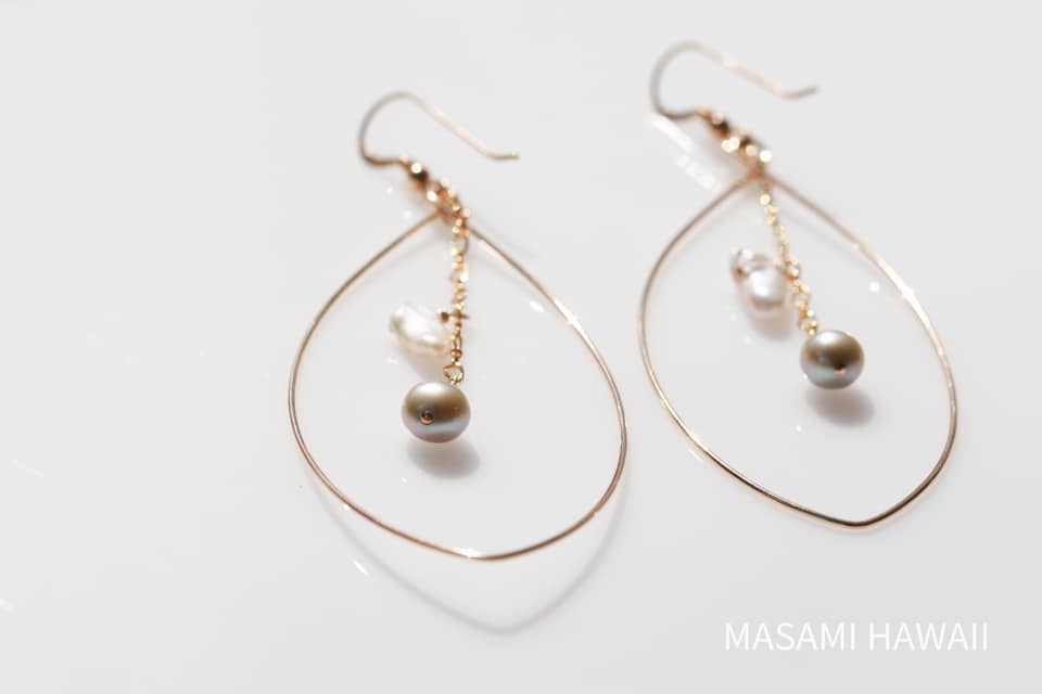 Pure Ocean Love pearl hoop earrings 1☆ピュアオーシャンラブ☆フープピアス１
