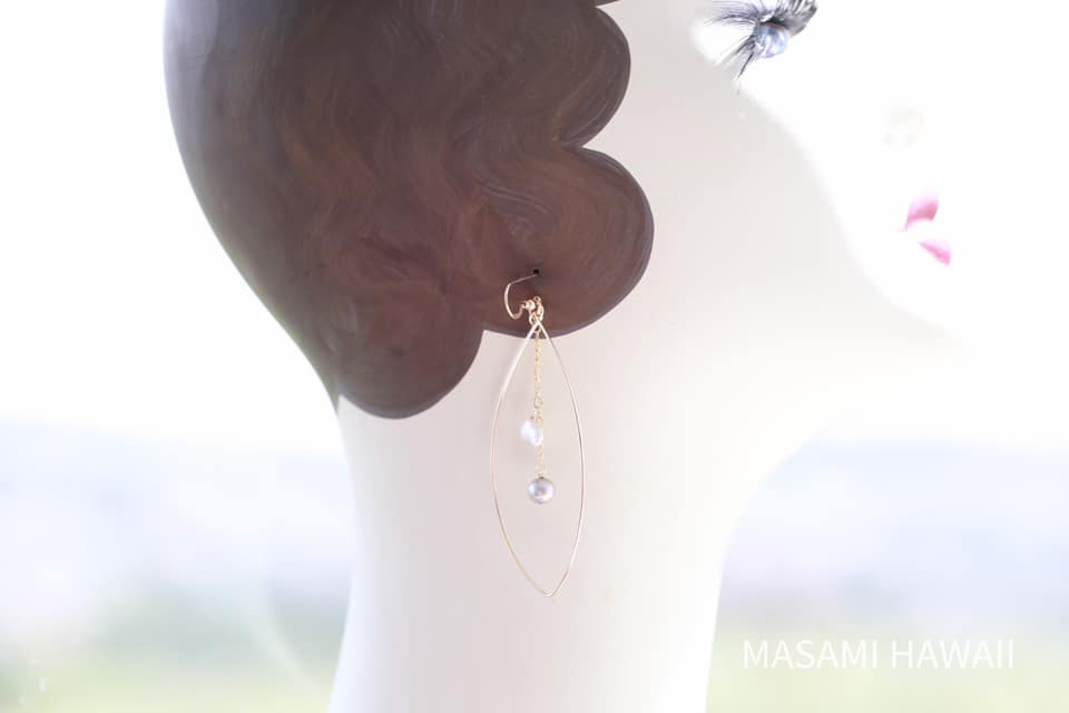 Pure Ocean Love pearl hoop earrings 1☆ピュアオーシャンラブ☆フープピアス１