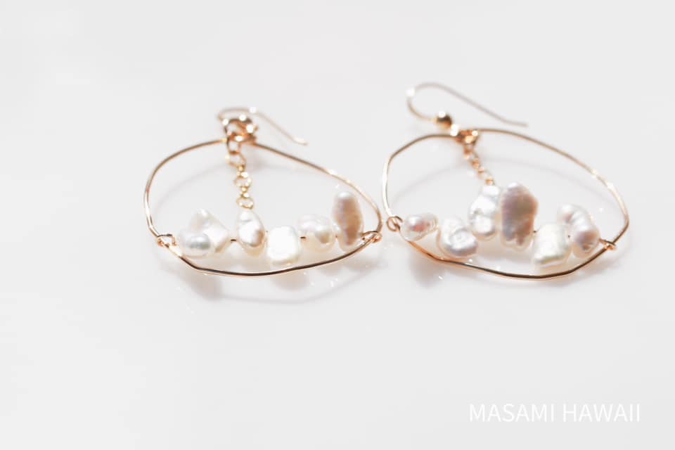 Pure Ocean Love pearl hoop earrings 6☆ピュアオーシャンラブ☆フープピアス6