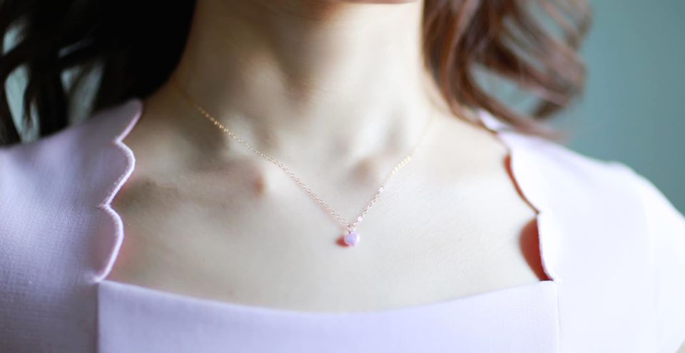 Rose pink peal mermaid necklace☆ローズピンクパールのマーメイドネックレス
