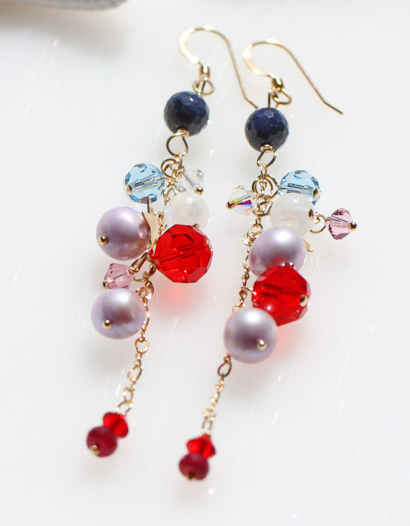 Ruby sapphire St.Valentine's day Mermaid earrings purple☆ルビーとサファイアのバレンタインデーマーメイドピアス☆パープル