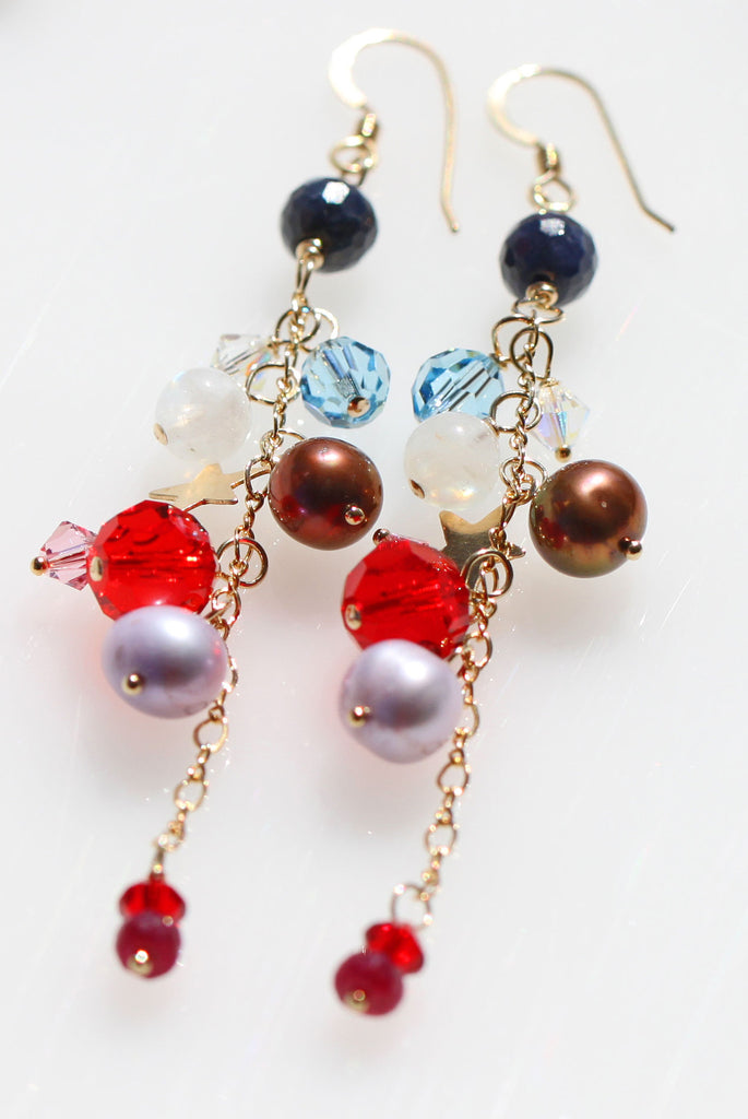 Ruby sapphire St.Valentine's day Mermaid earrings chocolate☆ルビーとサファイアのバレンタインデーマーメイドピアス☆チョコレート