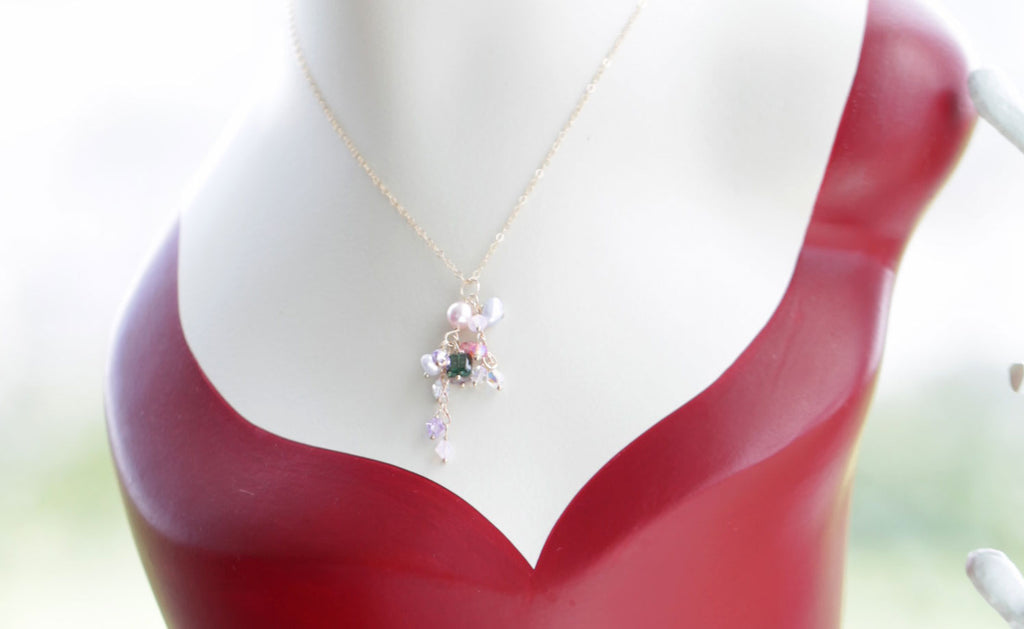 Watermelon tourmaline Mermaid necklace1☆ウォーターメロントルマリンのマーメイドネックレス１