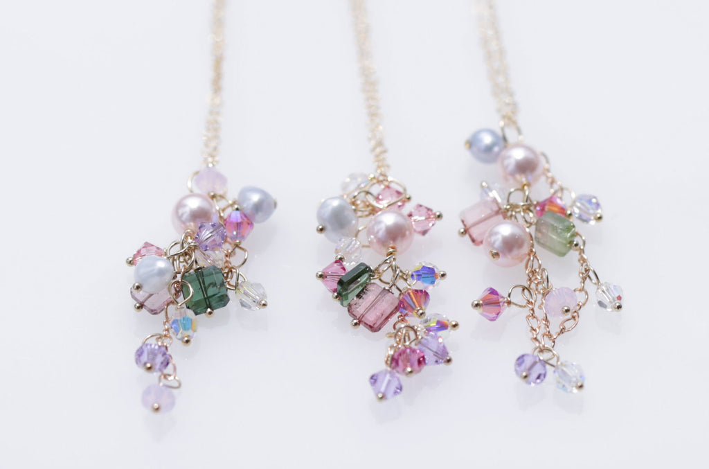 Watermelon tourmaline Mermaid necklace1☆ウォーターメロントルマリンのマーメイドネックレス１