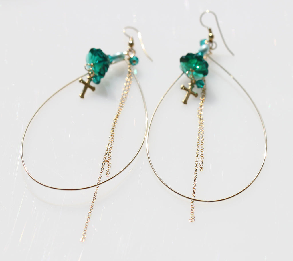 St.Patricks day clover Mermaid earrings 1☆セントパトリックスデー☆クローバー☆マーメイドピアス１