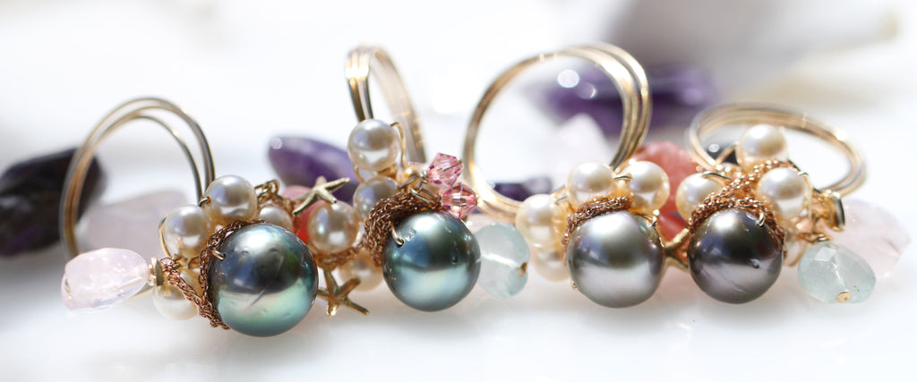 Tahitian pearl Hathor Mermaid ring5☆タヒチアンパール☆ハトアーマーメイドリング5
