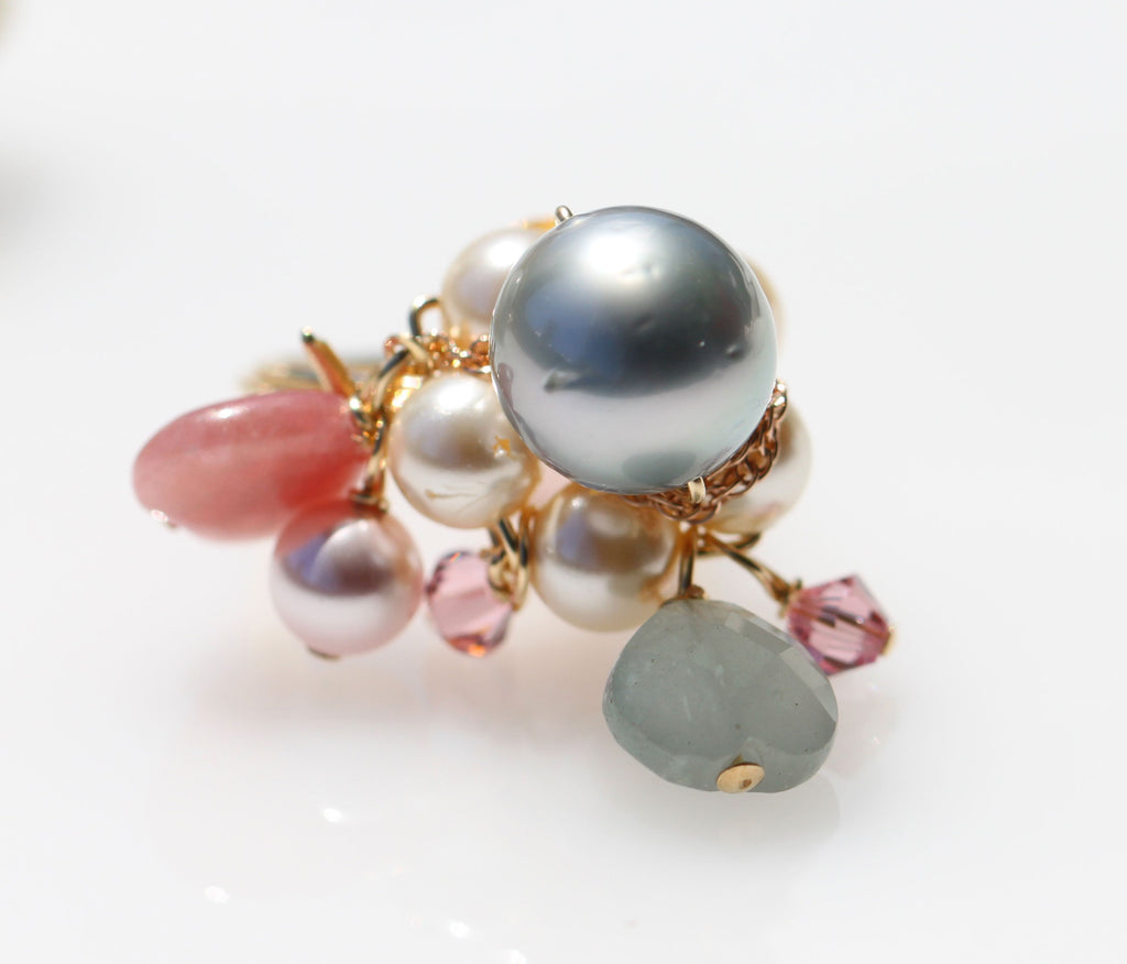 Tahitian pearl Hathor Mermaid ring4☆タヒチアンパール☆ハトアーマーメイドリング4