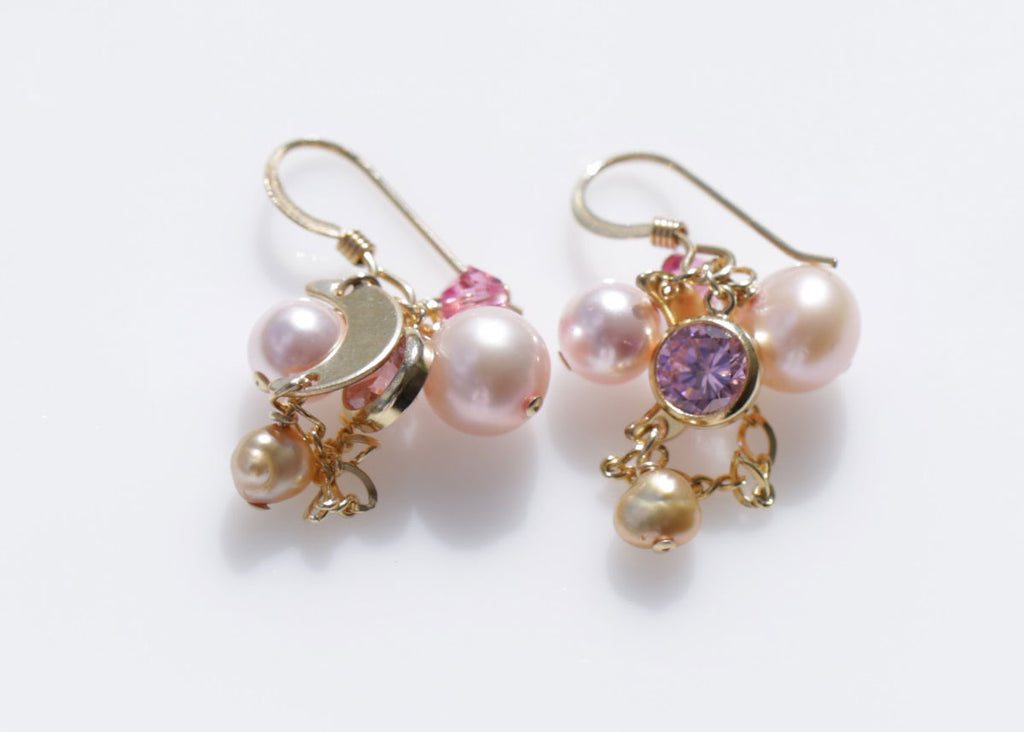 pink love mermaid pearl earrings☆ピンクラブマーメイドパールのピアス