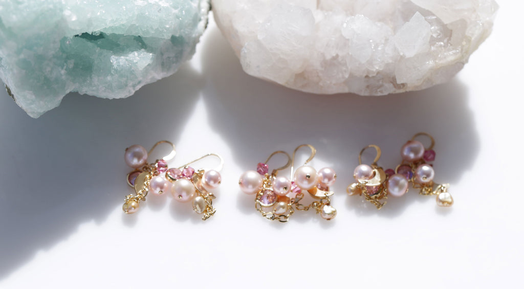 pink love mermaid pearl earrings☆ピンクラブマーメイドパールのピアス