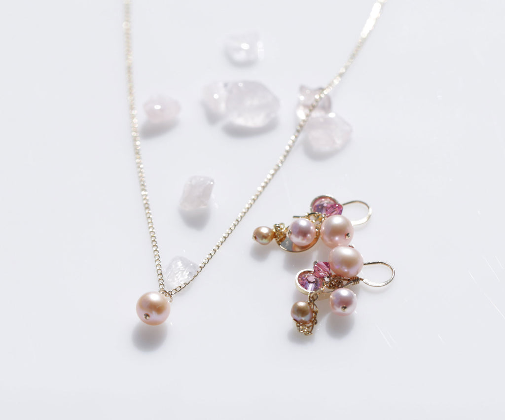 pink love mermaid pearl earrings☆ピンクラブマーメイドパールのピアス