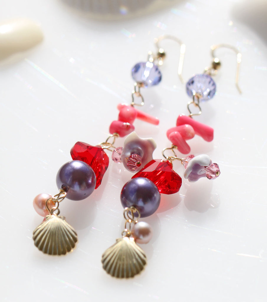 Valentine Heart mermaid earrings☆バレンタインデーハート☆マーメイドピアス