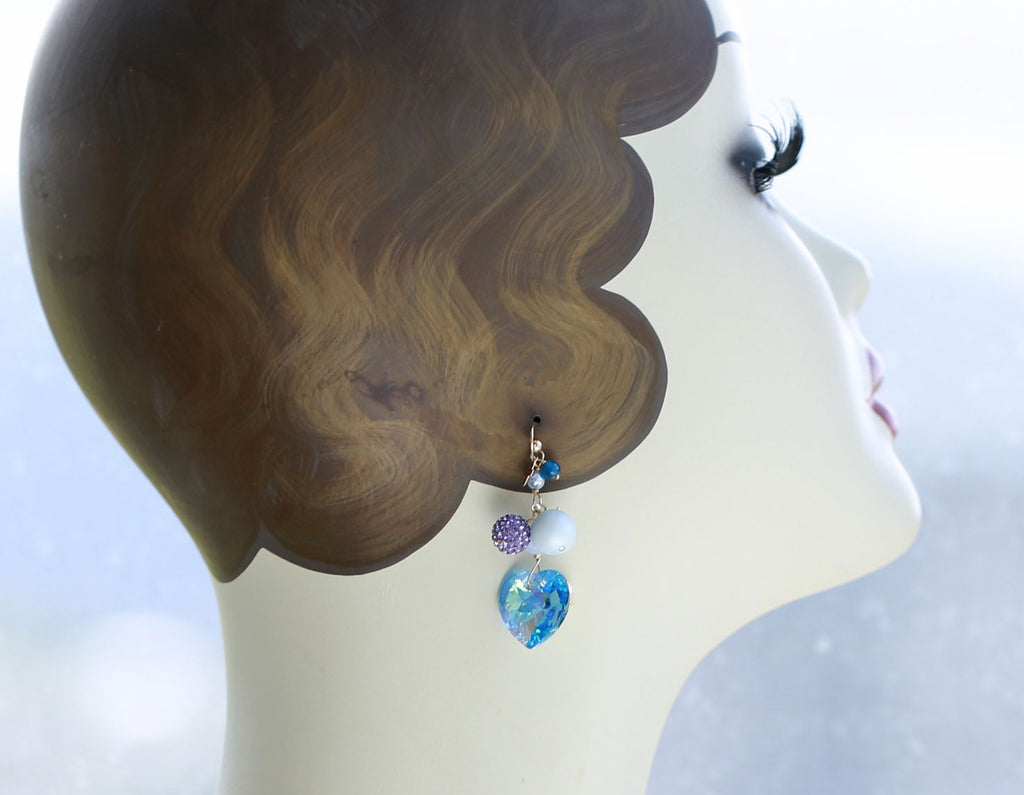 Ocean blue heart earrings2☆オーシャンブルーハートピアス２