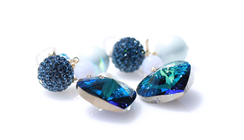 Blue ocean heart mermaid earrings1☆ブルーオーシャンハートピアス１