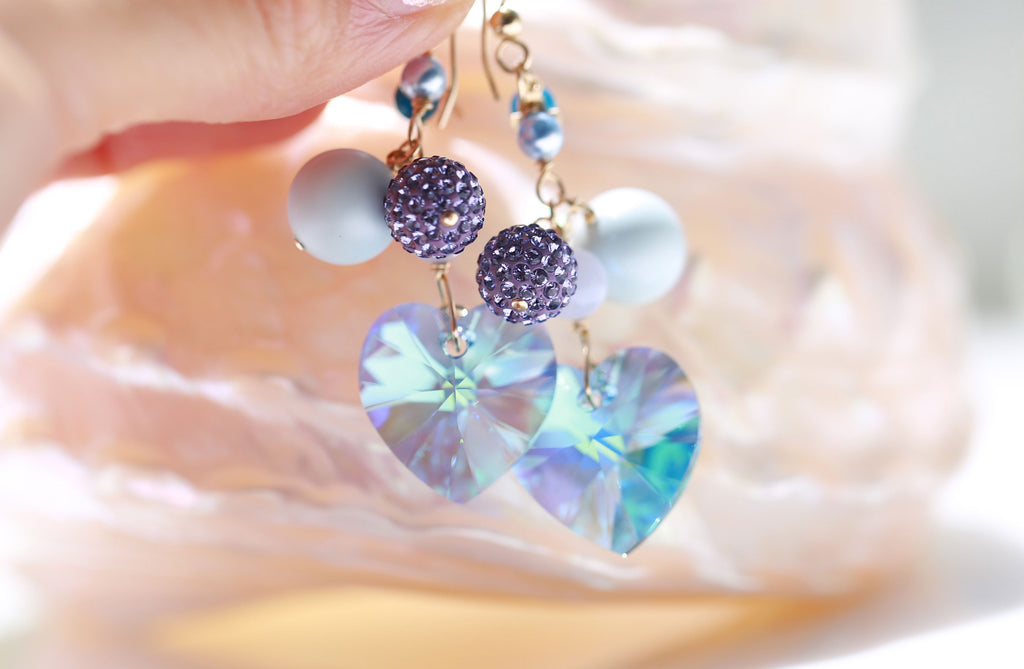 Ocean blue heart earrings2☆オーシャンブルーハートピアス２