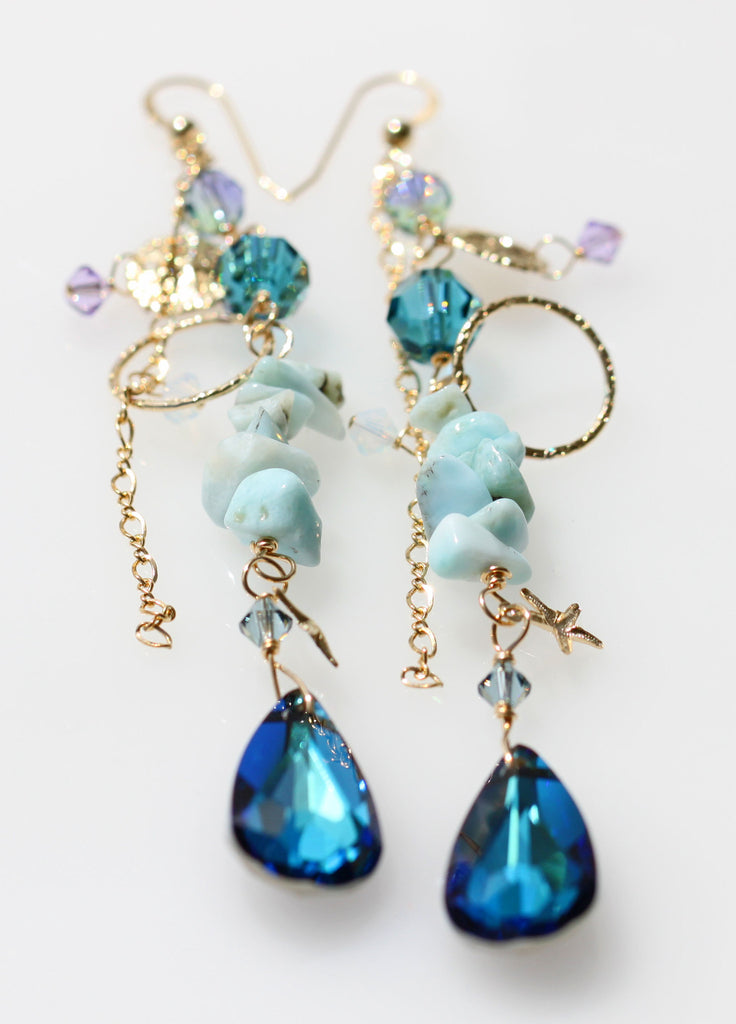 Larimar Blue Mermaid earrings☆ラリマーのブルーマーメイドピアス
