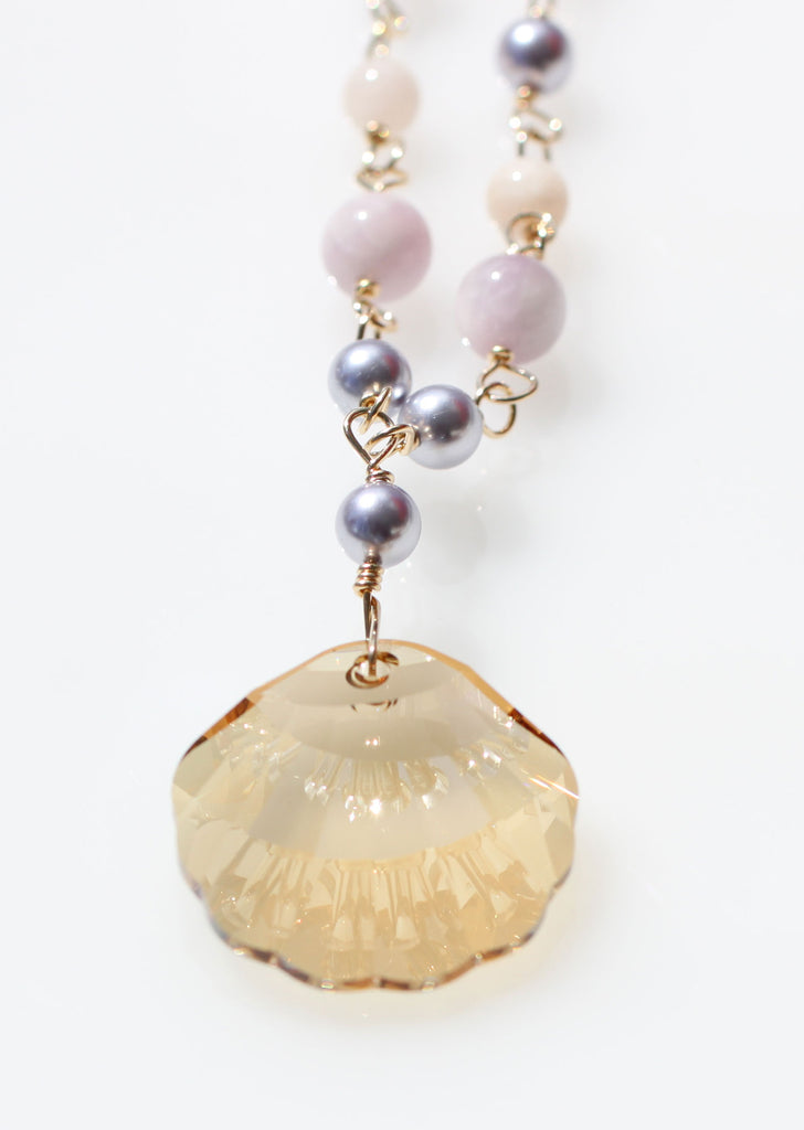 Vegan Shell Love Mermaid Necklace Blue3☆ヴィーガンシェル☆ラブマーメイドネックレス☆青色3