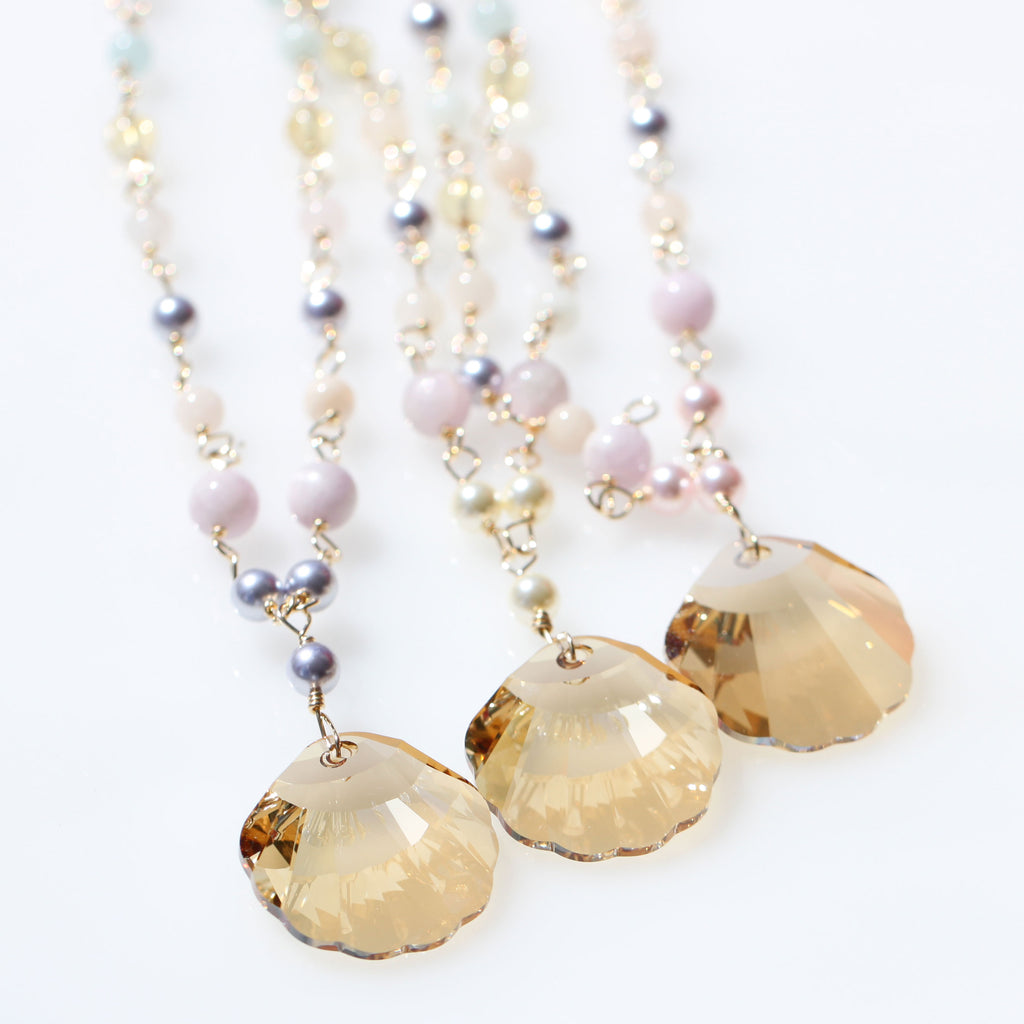 Vegan Shell Love Mermaid Necklace Blue3☆ヴィーガンシェル☆ラブマーメイドネックレス☆青色3