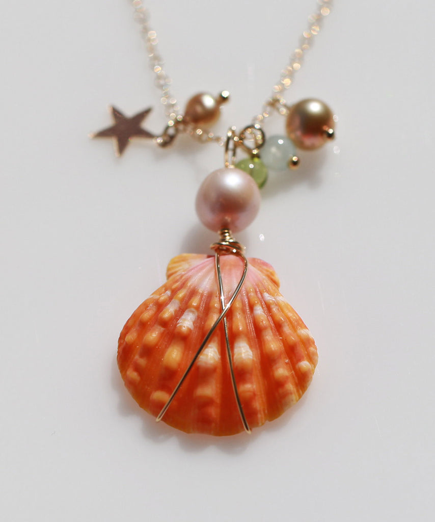 Sunriseshell Holiday necklace（star１)☆サンライズシェルのホリデーネックレス(星１）